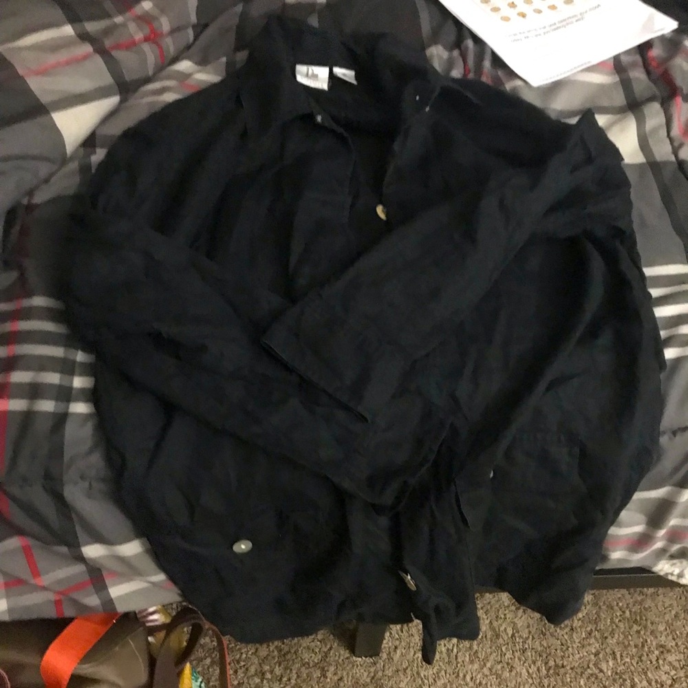 Vintage lightweight black shirt jacket button down with pockets